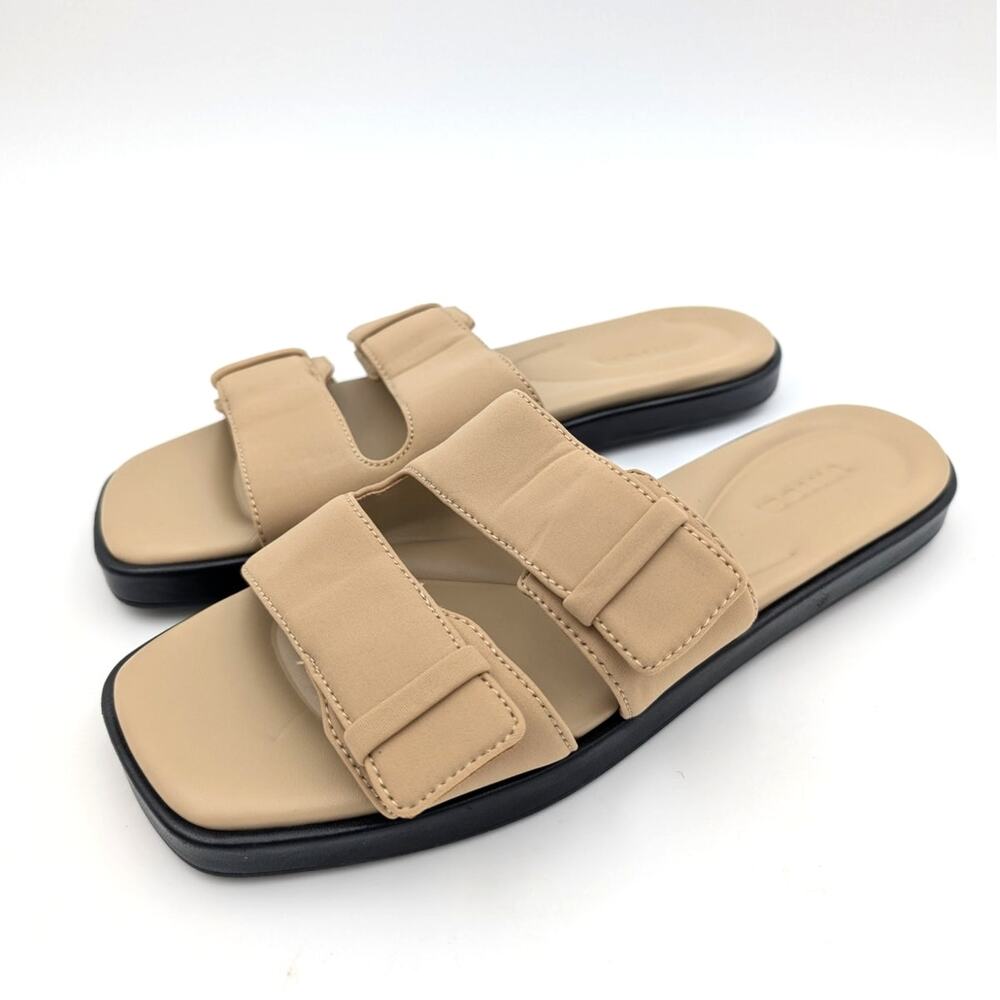 Vince Beige Double-Buckle Slide Sandals